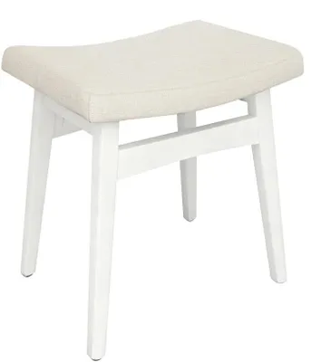 Image de Tabouret de maquillage, pouf, couleur crème et blanc, pour chambre à coucher
