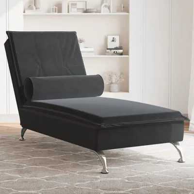 Image de BEI CLORIS Chaise longue de massage avec traversin Noir Velours - Recamières Nouveau6299473 1parcel