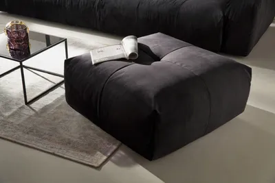 Produktbild von KAWOLA Hocker PALACE Polsterhocker velvet schwarz