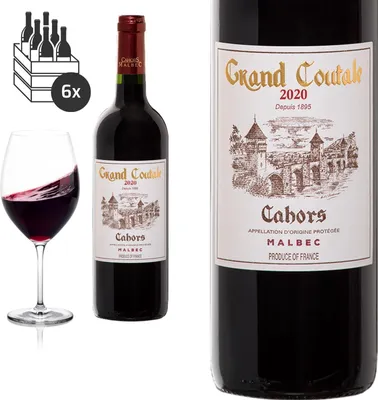 Produktbild von 6er Karton 2020 Cahors GRAND Coutale Clos la Coutale Rotwein