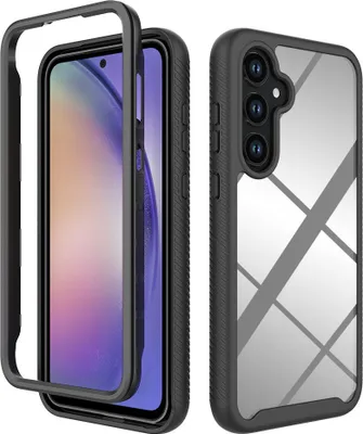 Produktbild von Galaxy A55 Hülle, Hybrid Transparente Rückseite TPU Bumper Stoßfest Schutzhülle für Samsung Galaxy A55 Schwarz