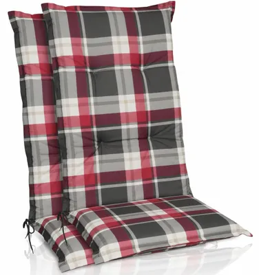 Produktbild von Beautissu 2er Set Hochlehner Auflagen Set 120x50 cm Polster Bordeaux Kariert