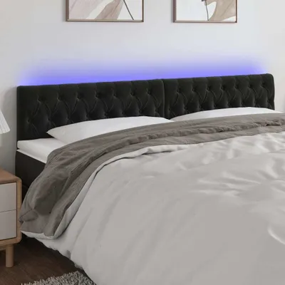 Image de vidaXL LED Tête de lit noir 200x7x78/88 cm velours - LED Tête de lit - LED Têtes de lit - Tête de lit