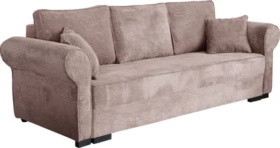 Produktbild von MIRJAN24 Schlafsofa Olimpia Cord, Couch mit Schlaffunktion und Bettkasten, Freistehendes 3 Sitzer Aufklappbar Sofa (Farbe: Poso 145)