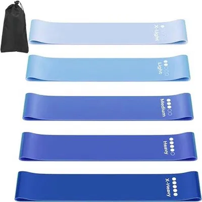 Produktbild von Famanu Widerstandsbänder Set von 5 - Hochwertige Fitnessbänder für Zuhause, Yoga, Pilates und Dehnen
