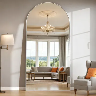 Immagine prodotto di Specchio a figura intera, 193x86 cm, curvo, con supporto, colore argento