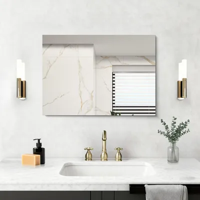 Immagine prodotto di Specchio da parete rettangolare, 70x50 cm, senza cornice, angoli dritti, specchio da bagno, montabile orizzontalmente o verticalmente