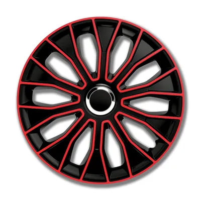 Produktbild von 4 STK 16 Zoll Voltec Pro black/red schwarz PETEX Radkappen Radzierblenden Satz PKW Auto