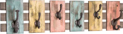 Produktbild von HAKU Wandgarderobe bunt, vintage - Massivholz, Metall, B/H/T: 81x20x11 cm
