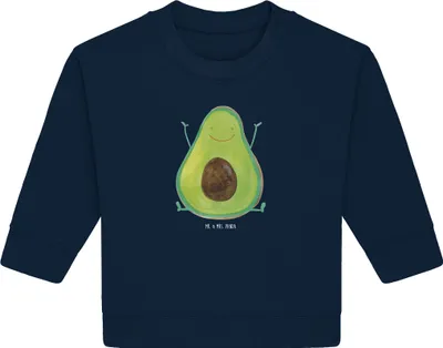 Produktbild von Mr. & Mrs. Panda Organic Baby Pullover Avocado Glücklich 12. - 18. Monat - French Navy - Geschenk, Frucht, Juhuu, Freude, Bullover, Chaos