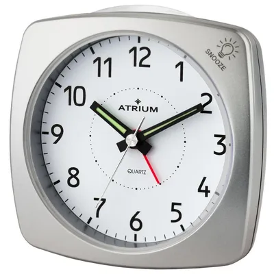 Produktbild von ATRIUM Wecker Analog Quarz silber A251-19 ohne Ticken mit Licht und Snooze
