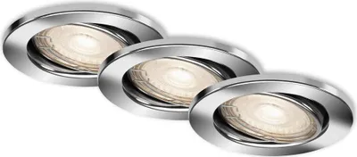 Immagine prodotto di Lampade da incasso LED orientabili IP23 set da 3 GU10 5 W cromo metallo Briloner