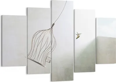 Produktbild von Bild auf Leinwand - Leinwandbild - 5 Teile - Flug Vogel Käfig - 150x100cm - Wand Bild - Wanddeko - Wandbilder - Leinwanddruck - Bilder - Wanddekoration - Leinwand bilder - Wandbild - EA150x100-5085