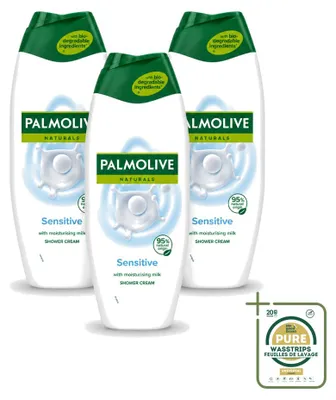Image de 3 flacons de gel douche Palmolive Naturals pour peaux sensibles - 500 ml - Pack économique - 3 pièces