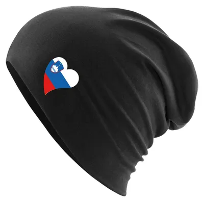 Produktbild von Huuraa Beanie Slowenien Flagge Herz Black One Size Baumwolle und Elasthan Mütze Geschenkidee