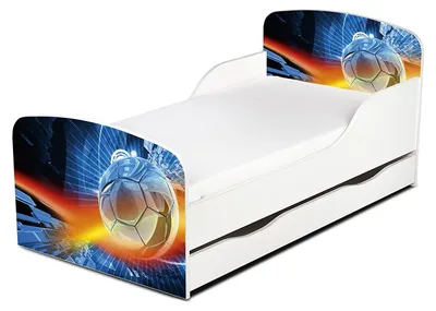 Produktbild von Bayagu Weißes Kinderbett 140x70cm mit Matratze Schublade und Lattenrost Fußball