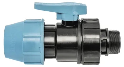 Produktbild von Unidelta PP Kugelhahn mit Klemmverschraubung 63mm x 2" und Außengewinde für PE-Rohre – Absperrhahn für Wasserleitung & Bewässerung - Klemmfitting Klemmverbinder
