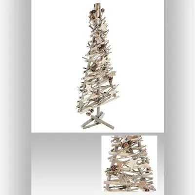 Zdjęcie produktu dla FEERIC LIGHTS & CHRISTMAS Drewniana choinka z gałęziami i dekoracjami do umieszczenia - 57 cm
