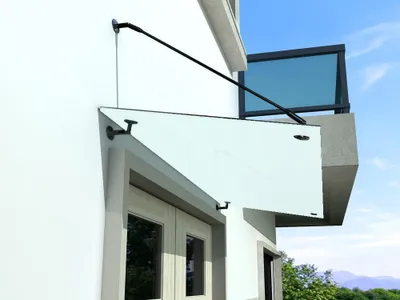 Immagine prodotto di Glaswerk Westfalen - (STR) Pensilina in vetro satinato 200x90 cm con supporto nero