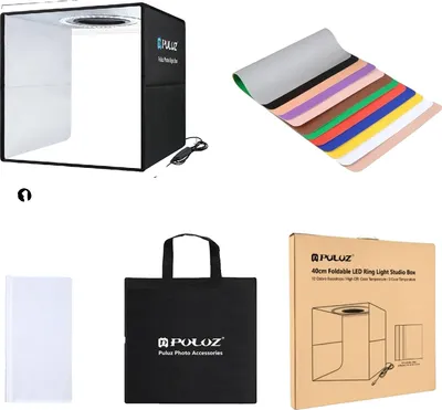 Obrázek produktu pro Fotostudio Lichtbox, nastavitelná jasnost, přenosný design, 40 cm černá verze