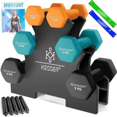 Immagine prodotto di Set di manubri leggeri con supporto per uso domestico, ergonomici, antiscivolo, fitness