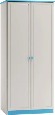 Produktbild von Echtholz Kleiderschrank, Farbe: Weiß / Blau 182x80x60 cm