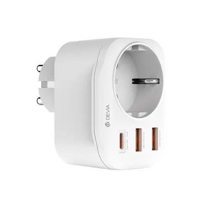 Produktbild von Devia Steckdosen-Ladegerät PD 20W 1x USB-C 2x USB 3A weiß