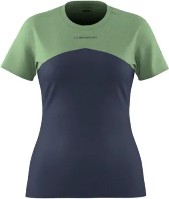 Damen T-Shirt "Roof T-Shirt W" von La Sportiva; in grün und blau; geeignet für Outdoor-Aktivitäten.
