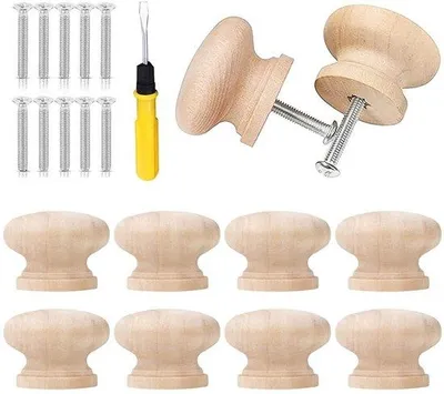 Produktbild von Set aus 10 runden Holzschalterknöpfen - Möbelaccessoire - Naturholz