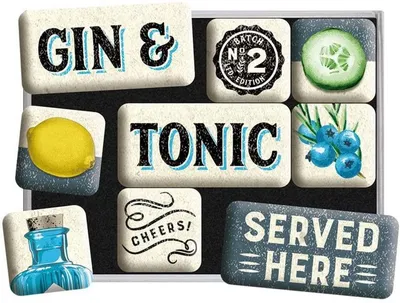 Produktbild von Nostalgic-Art - 9tlg. Magnetset - Open Bar - Gin & Tonic Served Here