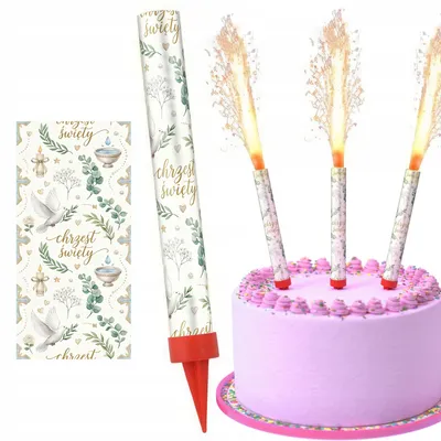 Produktbild von Świeczka Fontanna Na Tort Raca Na Chrzest Chrzciny Komunie Świętą - 12Cm