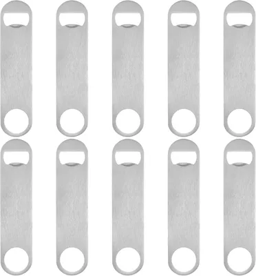 Image de Ouvre-bouteilles - 10 pièces - Acier inoxydable - Ouvre-bouteille plat - Ouvre-bouteille pour barman - Ouvre-bouteille pour bière - Cuisine - Bar - Restaurant - Argenté