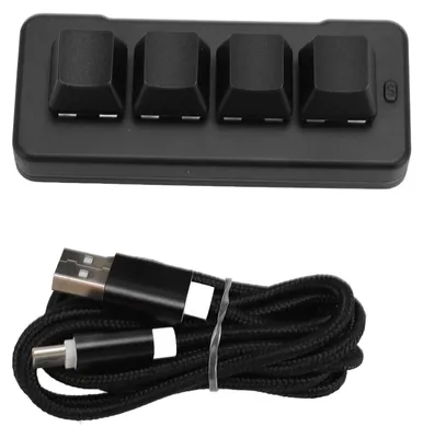 Obrázok produktu pre Bezdrôtová Bluetooth káblová USB klávesnica s 4 tlačidlami, mechanická herná klávesnica, programovateľné makro RGB podsvietenie pre telefón, počítač,