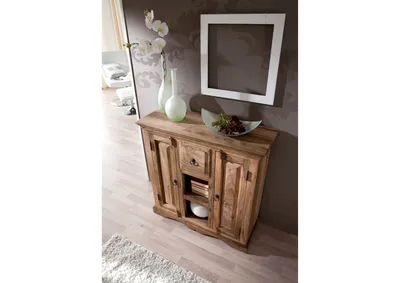 Produktbild von MASSIVMOEBEL24 Sideboard Sheesham 87x32x85 grau geölt LEEDS #45