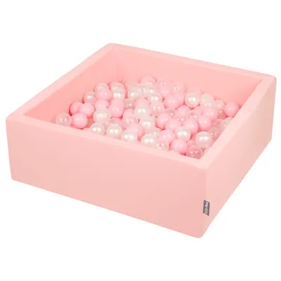 Obrázok produktu pre KiddyMoon 90x30cm/300 loptičiek ∅ 7cm Detské penové loptičky  vyrobené v EÚ, Ružová: Ružová/Perleťová/Priehľadná