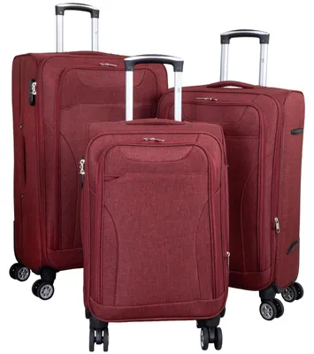 Produktbild von Softcase Stoff Koffer Trolleyset Cremona Rot 3tlg.Gr. M, L und XL mit vier Rollen und Dehnfalte