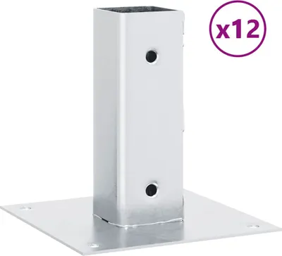 Immagine prodotto di vidaXL Supporto per pali quadrato 12 pezzi argento 46x46mm acciaio zincato