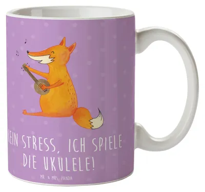 Produktbild von Mr. & Mrs. Panda Tasse Ukulele Entspannung - Lavendeltraum - Geschenk, Spielen lernen, Musik, Keramiktasse, Instrument, Stressabbau, Becher, Lieder, Pott, Kaffeebecher