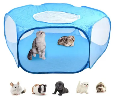 Image de Cage pliante pour petits animaux - Cage de transport portable pour chiens, cobayes, lapins et hamsters