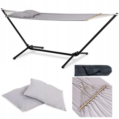 Zdjęcie produktu dla HAMAK ze STELAŻEM METALOWYM ogrodowy CANARIA mocny 200x100cm POKROWIEC