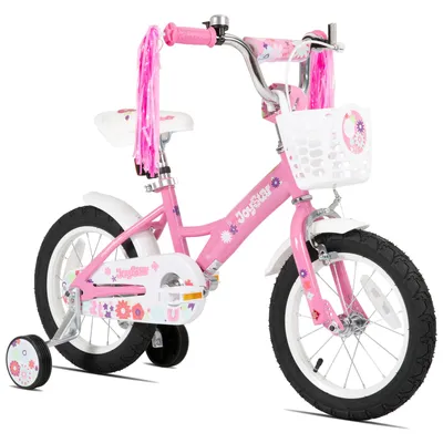 Produktbild von JOYSTAR Mädchenfahrrad Kinderfahrrad 12/14/16 Zoll mit abnehmbaren Stützrädern, Korb, Fahnenbändern, Doppelbremse & verstellbarem Sattel 2–7 Jahre