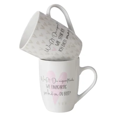 Produktbild von Keramik Becher Set Lovely – 2er Set mit liebevollen Sprüchen