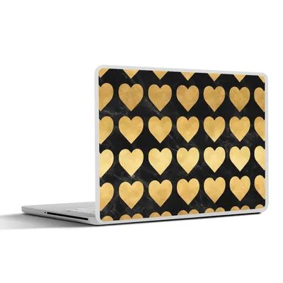 Produktbild von MuchoWow® Laptop Aufkleber Sticker Cover Muster - Herz - Gold - Schwarz 40x30 cm - Laptop Dekoration - Selbstklebend