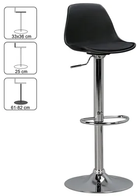 Immagine prodotto di FineBuy HAINAN Sgabello da bar in Pelle finta nera, sgabello, sgabello da salotto, sgabello da bancone, sgabello da bar di design, sedia da bancone, arredi da bar