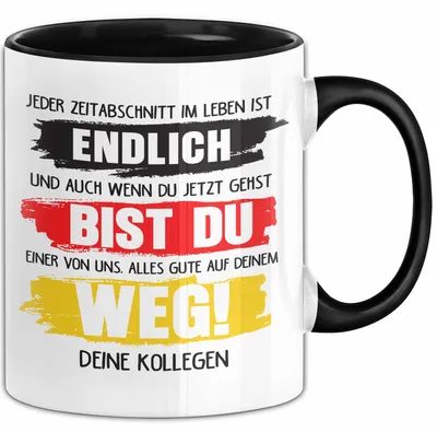 Produktbild von Office Arbeitskollege Tasse Geschenk Lustige Geschenkidee Spruch Alles Gute Auf Deinem Weg Deine Kollegen (Schwarz)