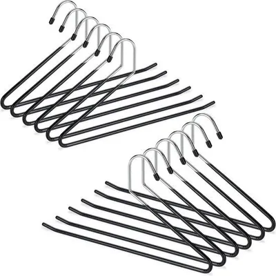 Produktbild von Famanu Hosenbügel Antirutsch - Set von 12 - Metall - Platzsparend - 18 cm - Schwarz