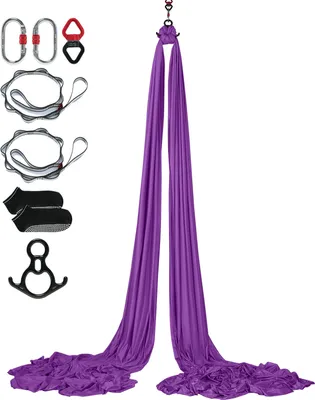 Produktbild von SucceBuy Aerial Silk & Yoga-Schaukel, 7,9 m, Aerial-Yoga-H?ngematten-Set mit 100 g/m2 Nylongewebe, kompletter Takelage-Hardware und einfacher Aufbauanleitung