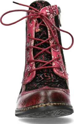 Produktbild von Laura Vita Damen Stiefelette Leder Blumenmuster Trichterabsatz Alcizeeo 01, Größe:38 EU, Farbe:Rot