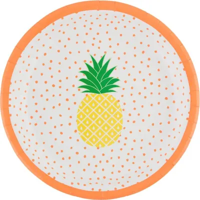Produktbild von Sass & Belle Partyteller Pappteller Tropical Ananas - 8 Stück im Pack - Durchmesser 22,5 cm