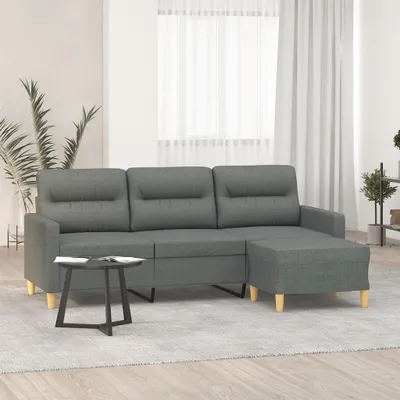 Produktbild von ZMH 3-Sitzer-Sofa mit Hocker Dunkelgrau 180 cm Stoff
